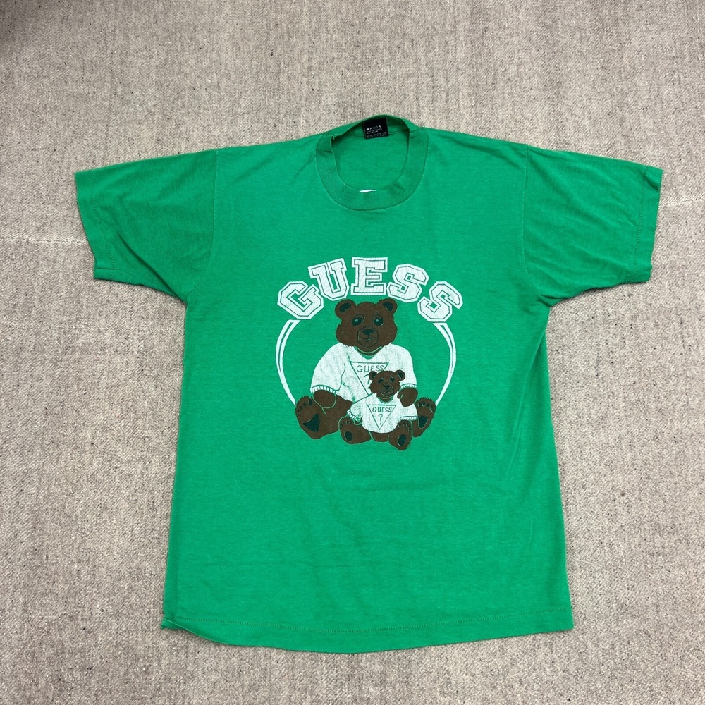 Vintage Guess Shirt Mens Large Green 1990s Bear Cute
